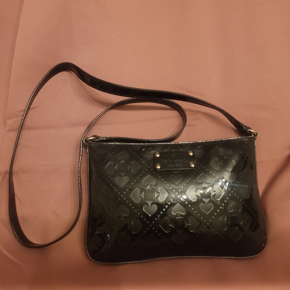 kate spade Black Patent Heart-Embossed Crossbody Bag